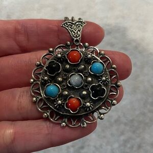 Silver gemstone pendant and chain necklace